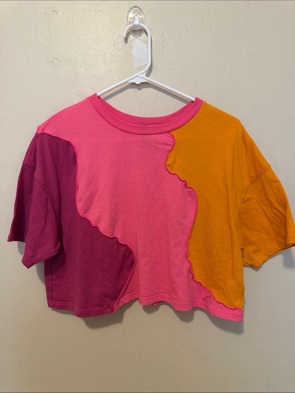 wild fable Colorblock Cropped Tee in Pink, Magenta & Orange